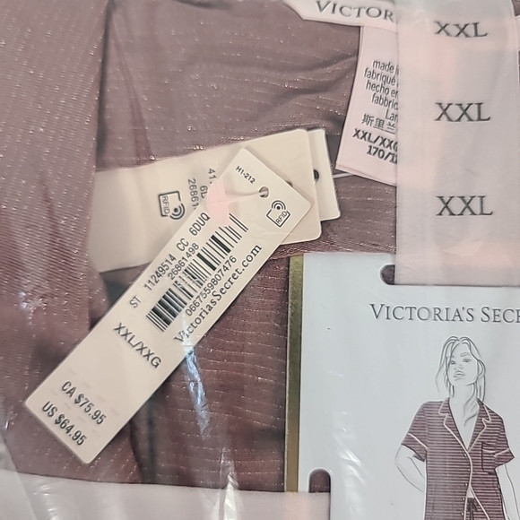 NWT Victoria’s Secret MODAL SHORT PJ SET Pink Gold Stripes Size XXL MSRP $65 - Picture 3 of 4